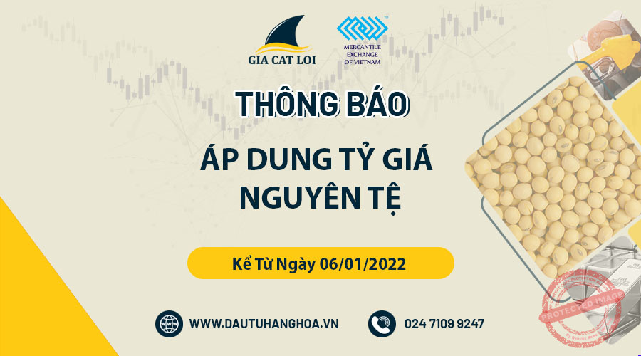 Thông báo áp dụng tỷ giá nguyên tệ ngày 06/01/2022