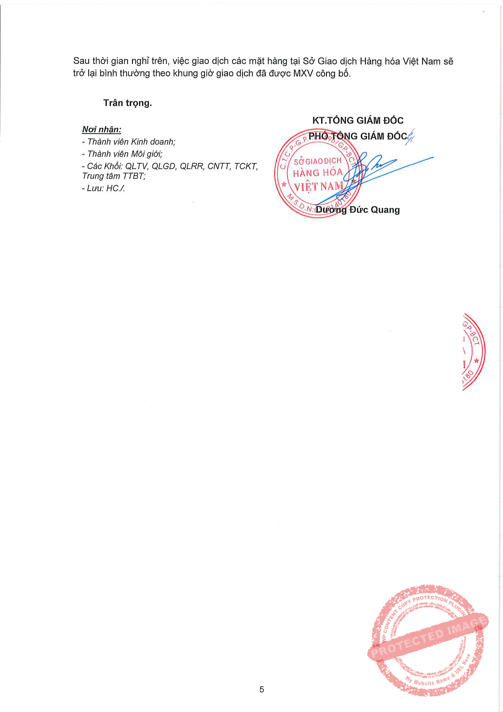 Nghỉ Giao Dịch Một Số Sản Phẩm Ngày 30/12/2022