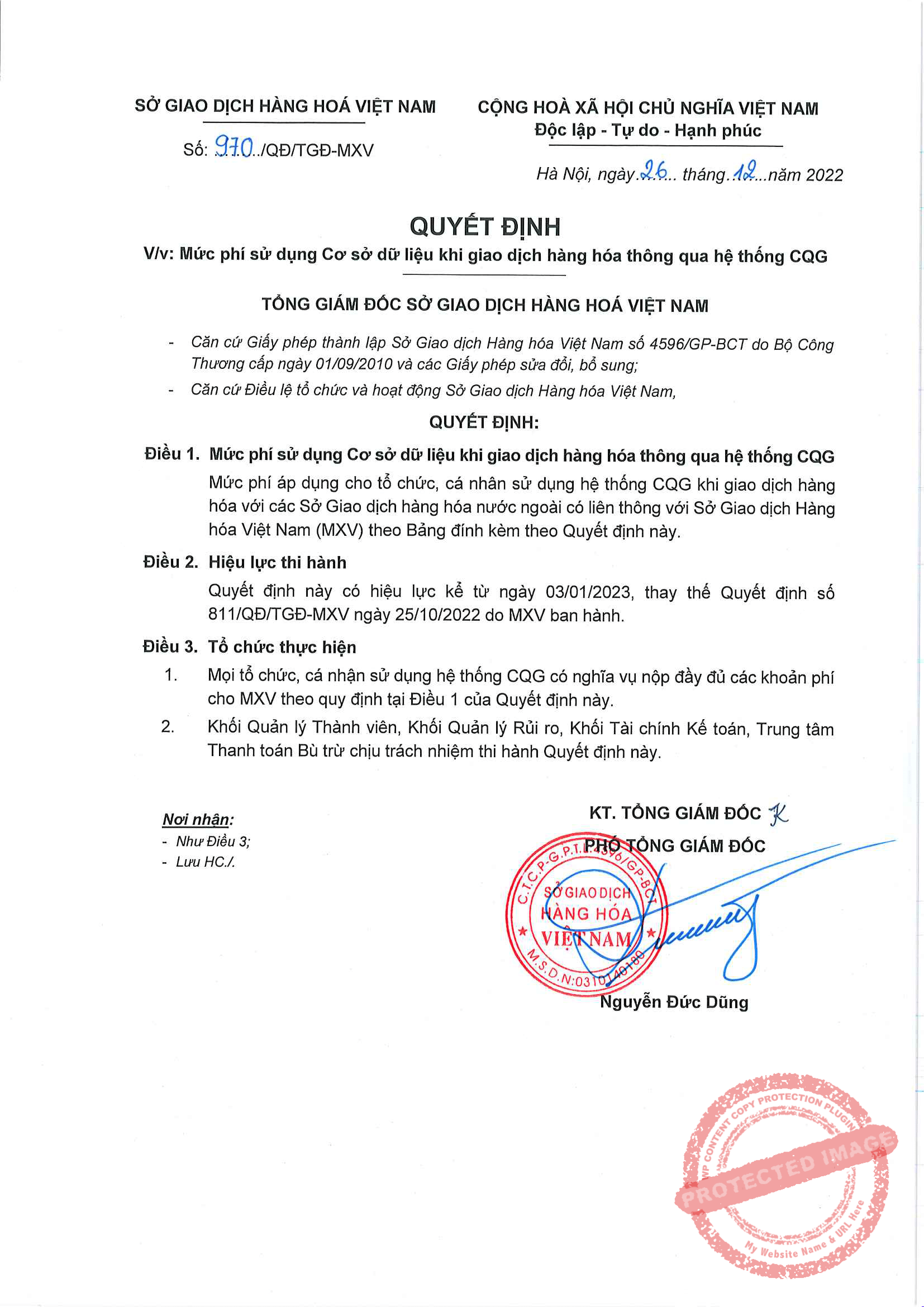 Thông Báo Thay Đổi Mức Phí Dữ Liệu CQG