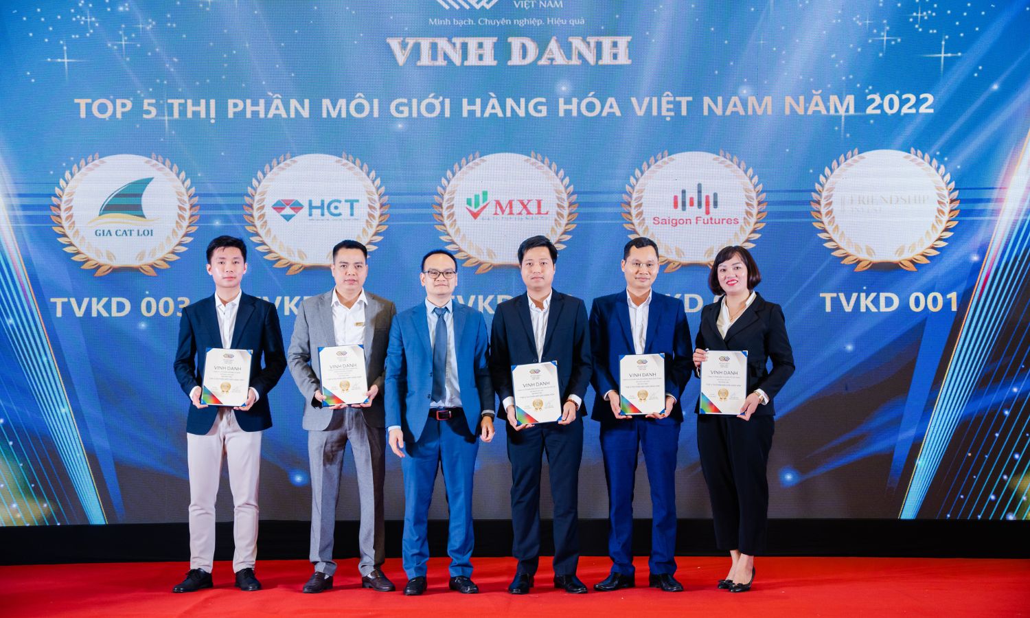 Chủ tịch HĐQT - Ông Nguyễn Quốc Thịnh chụp ảnh cùng đại diện Sở Giao dịch Hàng hóa Việt Nam cùng với các thành viên kinh doanh