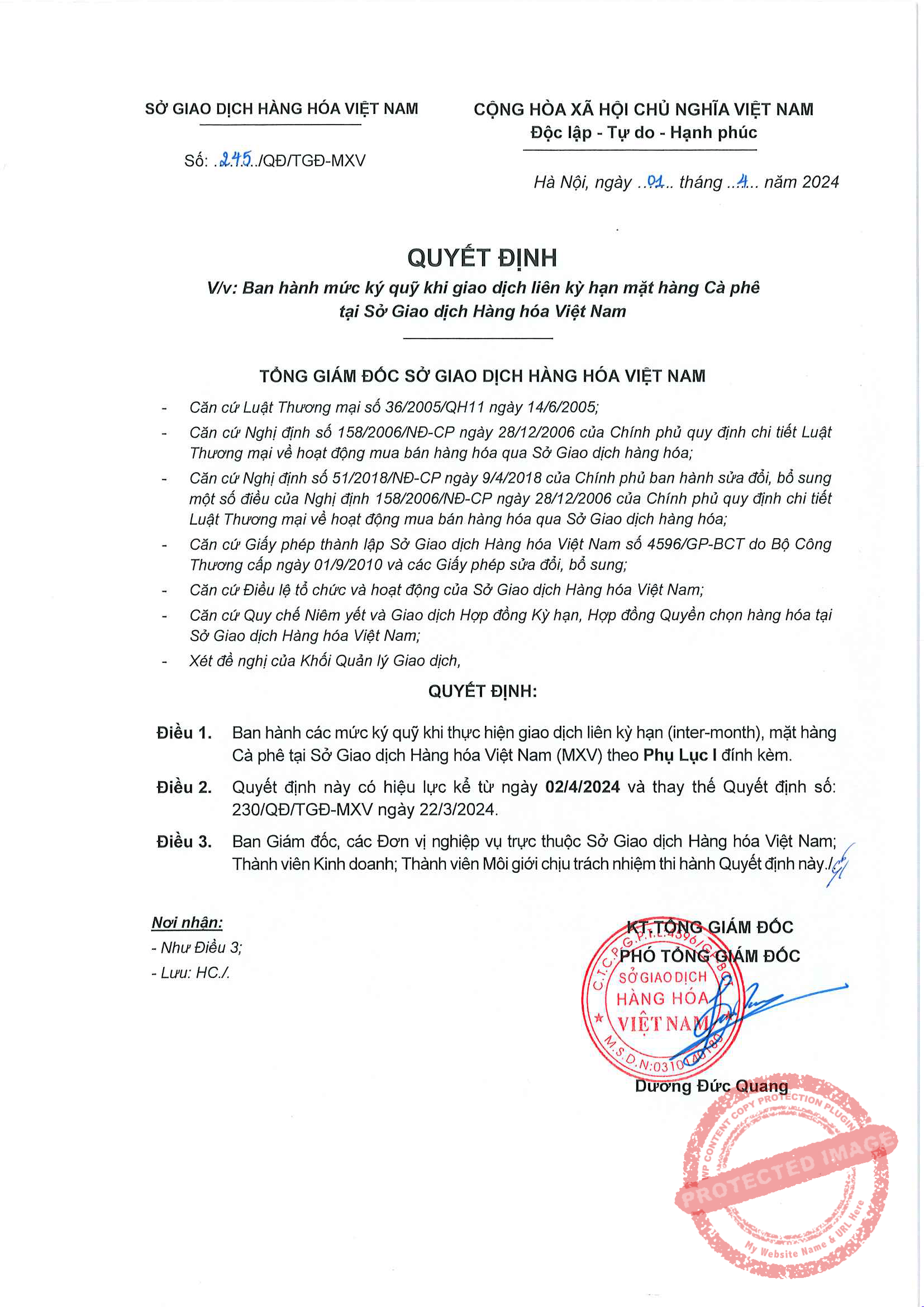 Liên Kỳ Hạn Mặt Hàng Cà Phê Ngày 02/04/2024